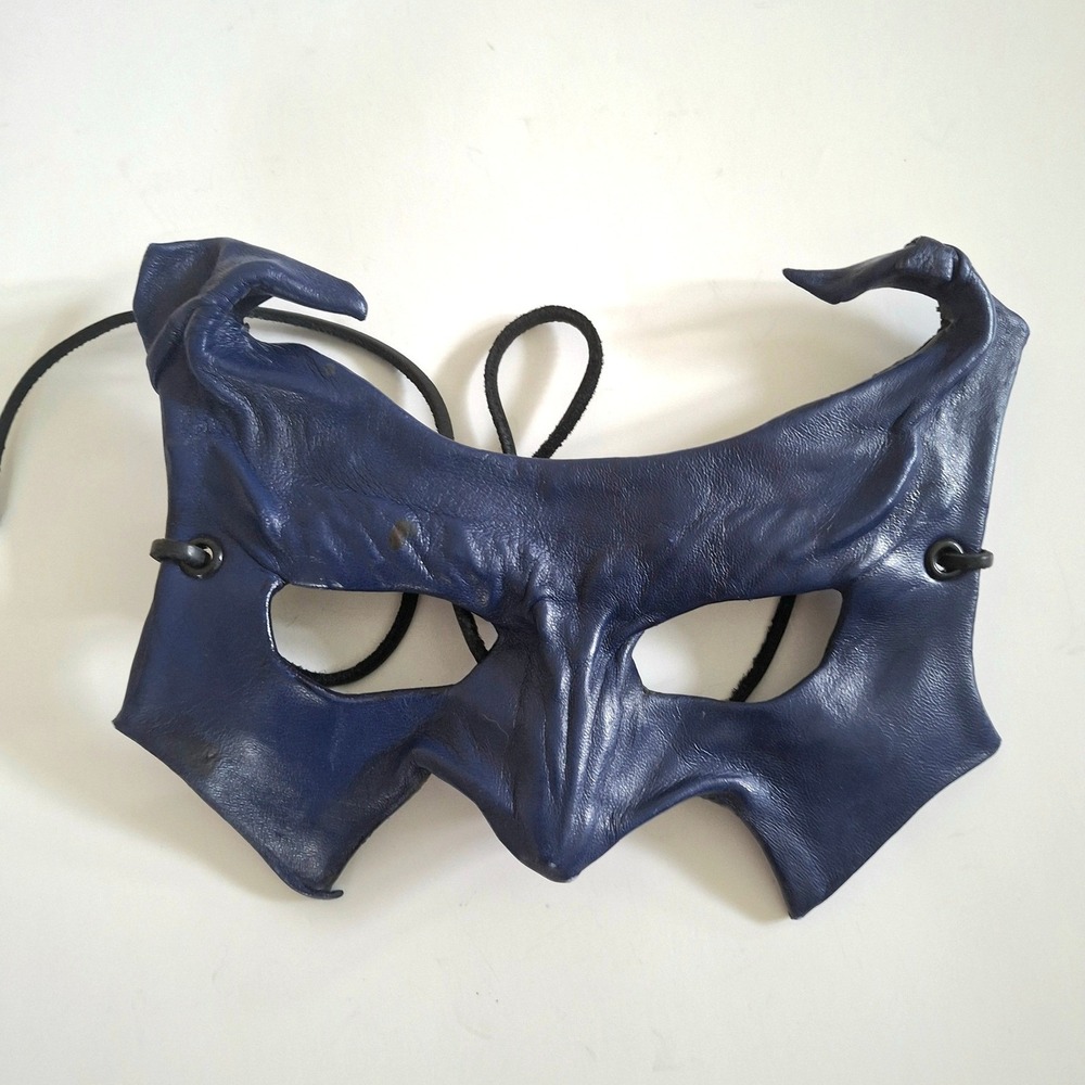 Rojo‎ 97 Vintage Navy Blue Leather Masquerade Mask Handcrafted Costume Accessory